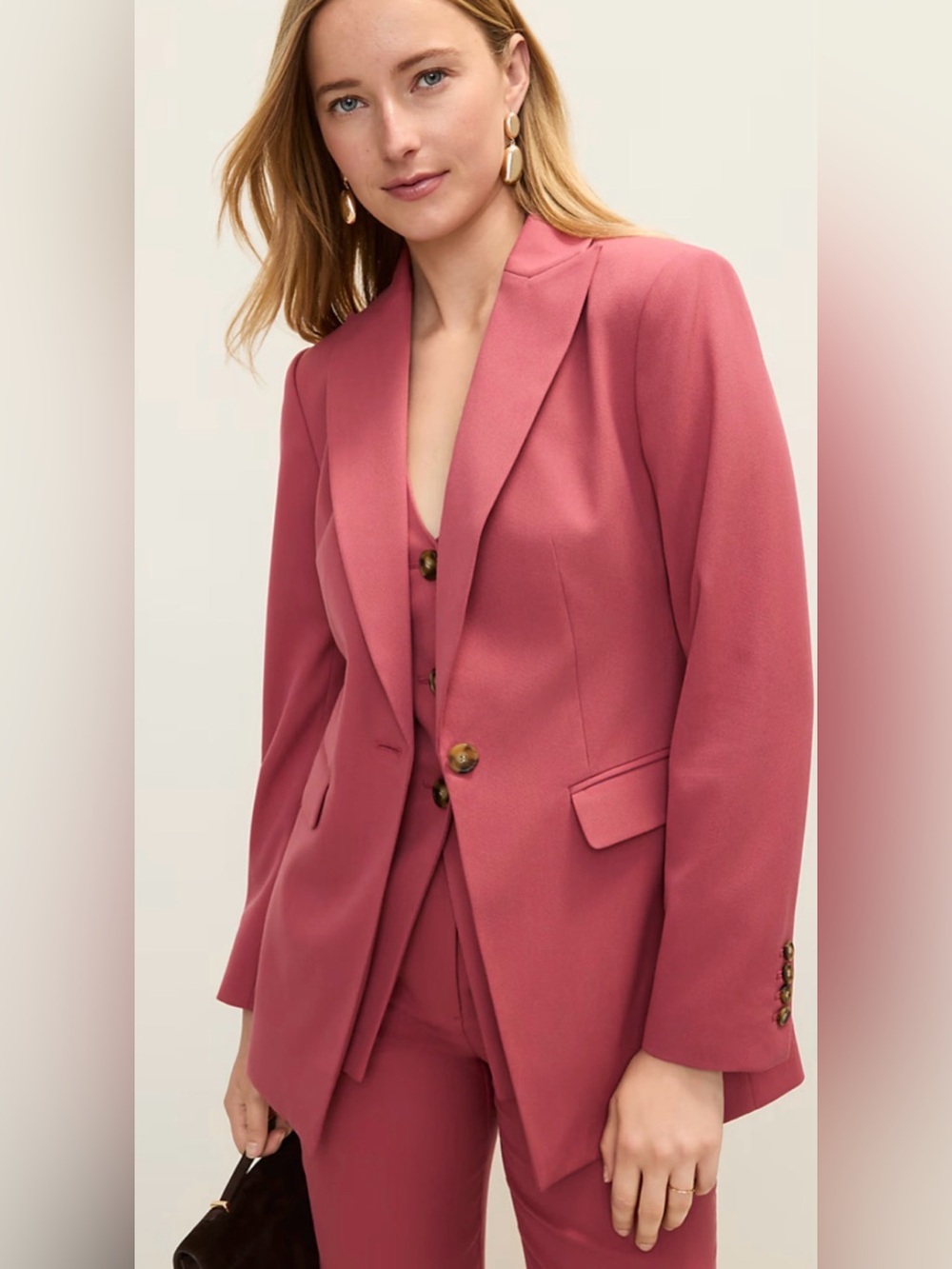 NEW ANN TAYLOR ROSE CLAY FITTED LONG BLAZER JACKET SZ 4P 4 PETITE